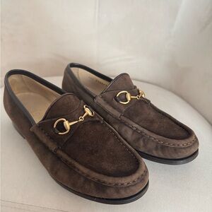 Gucci Chocolate Brown Suede Loafers
